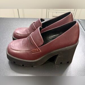 Women's Burgundy Platform Loafers
